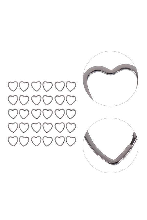 30-Pack Heart Shaped Metal Key with Split Key Chains for Handmade Keychains and Decorative Crafts