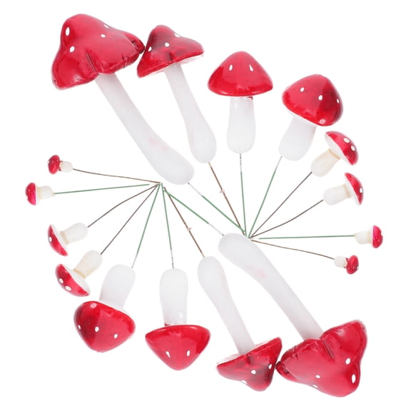 Homoyoyo 33Pcs Realistic Red Foam Mushroom Figures for Crafting and Decorative Garden Bonsai Accents