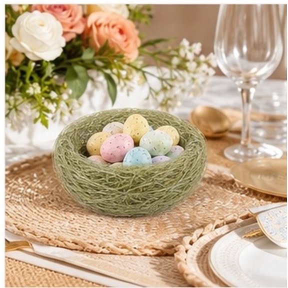 Homoyoyo 3Pcs Coffee Color Easter Nest Artificial Handmade Decor for Light Item Storage