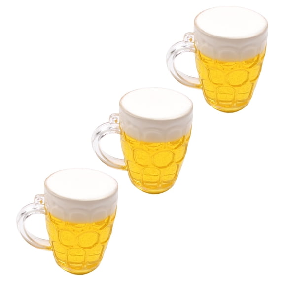 Homoyoyo 3Pcs Simulation Beer Glass Cake Decoration Yellow Pig Pattern for Birthday and Festival Decor