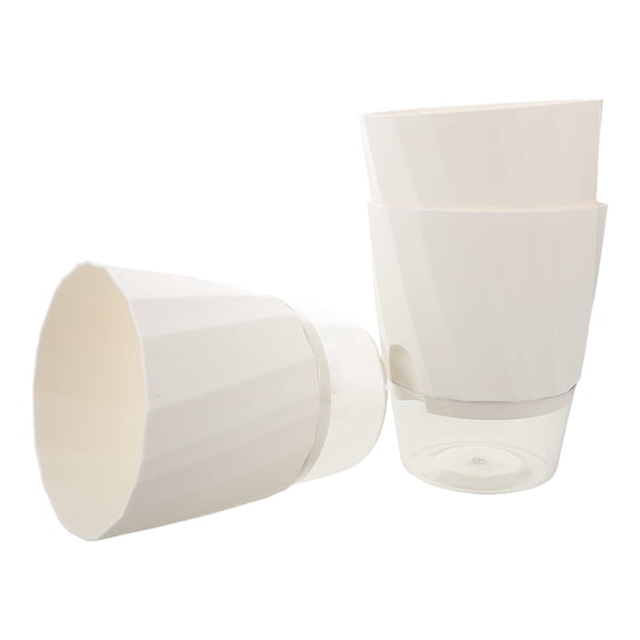 Homoyoyo 3-Pack Self-Watering Flower Pots White Plastic for Indoor and Outdoor Plants with Automatic Watering