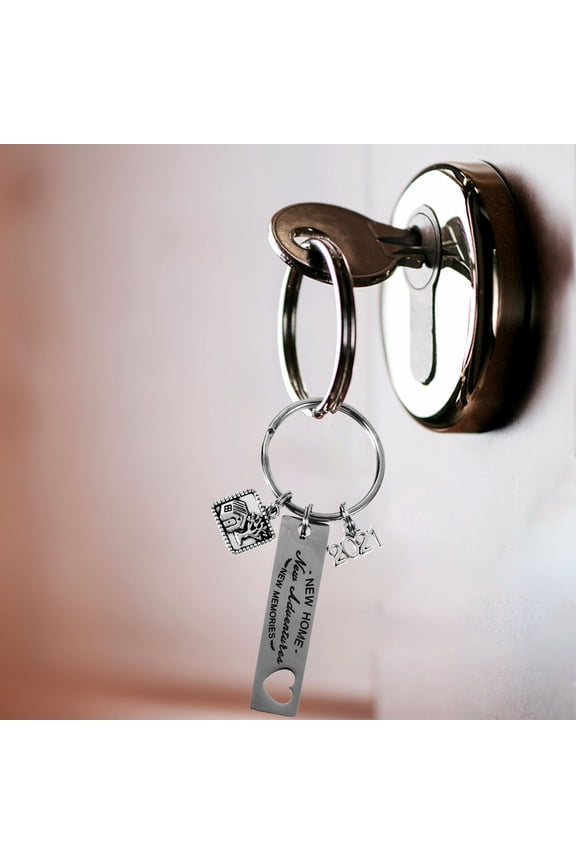 Stainless Steel House Key Pendant Keyrings 3 Pieces Keychain Set for Home and Office