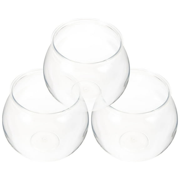 Homoyoyo 3-Pack Plastic Fish Bowls for Office Desk and Home Aquarium Tanks, Clear Small Fish Tank Bowls