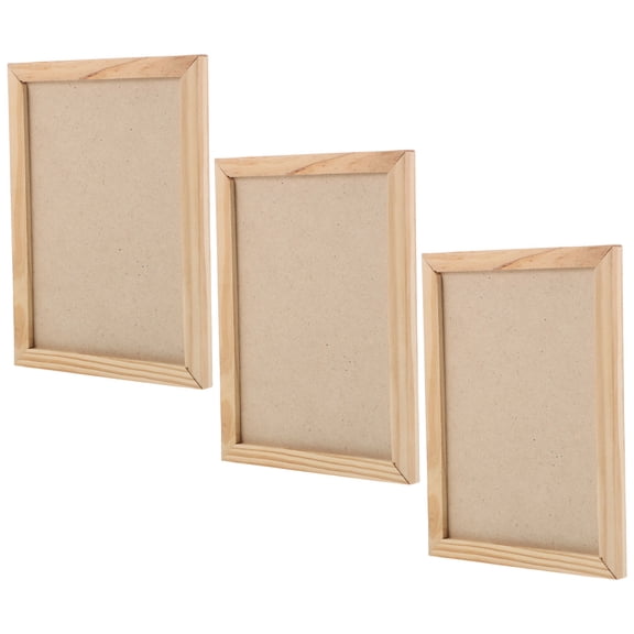 Homoyoyo 3-Pack Kids Wood Picture Frames for Crafts, Rectangular Shape, Creative Art Display for Children