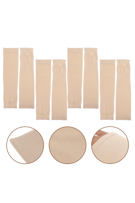 4 Pairs Men's Arm Covers with UV and Sun Blocking, Lightweight Beige Sleeves for Outdoor Activities