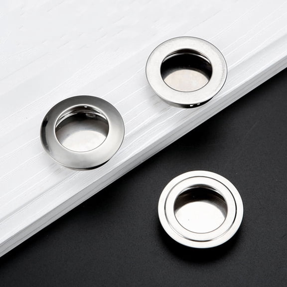 Homoyoyo 40Pcs Stainless Steel Flush Door Handles for Home Furniture Silver Finish