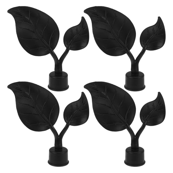 Homoyoyo Black Plastic Curtain Rod Finials 4 Pieces Window Drapery Rod End Decorative Accessories