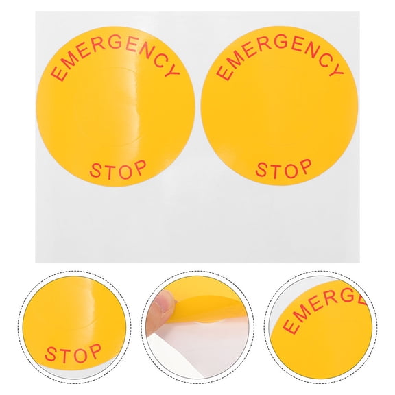 Homoyoyo 4-Pack Emergency Stop Sign Decals PVC Warning Stickers for Industrial Safety and Workplace Use