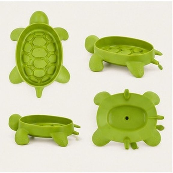 Homoyoyo 4Pcs Green Decorative Turtle Soap Dishes with Self Draining Feature for Shower and Sink Use