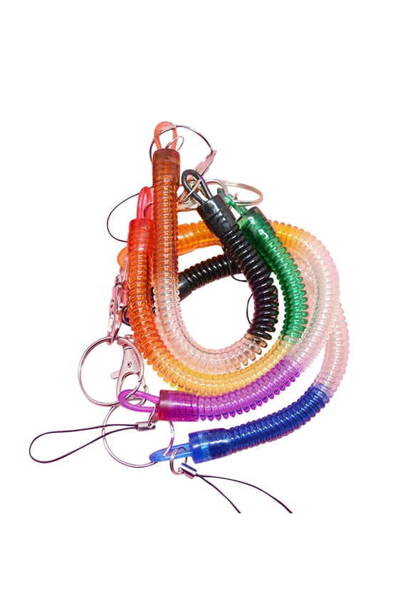4Pcs Assorted Color Spring Coil Cord Keychain Made of Durable Plastic for Convenient Wrist Anti Lost Use
