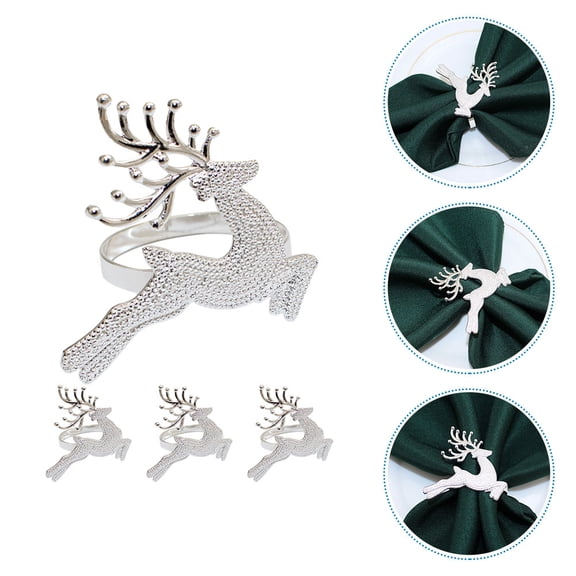 Homoyoyo 4Pcs Reindeer Shaped Silver Alloy Tableware Accessories For Dinner Parties