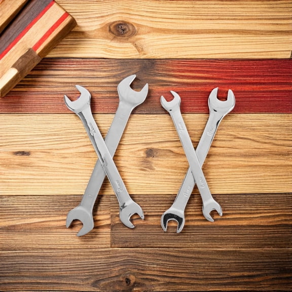 Homoyoyo 4-Piece Double- Open Wrench Set, Vanadium Steel, Extended Reach, Auto Repair Hand Tools