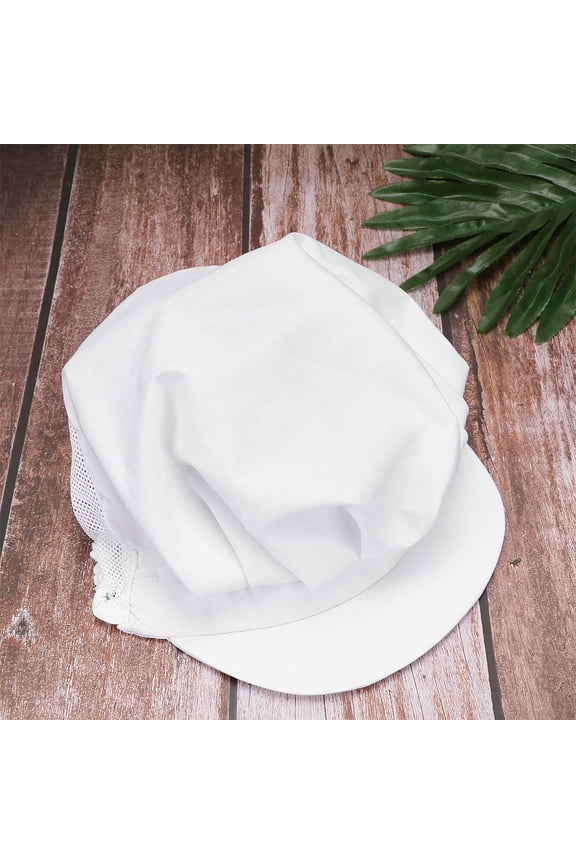 4-Pack Chef Hats with Breathable Mesh Top, White Cooking and Work Caps, Adjustable Size 8.77.93.9in