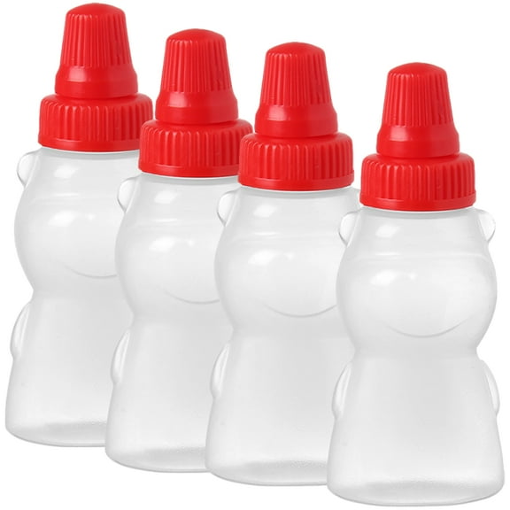 Homoyoyo 4-Pack Small Sauce Containers with Soft Squeeze Body, Easy Dosage Control, Assorted Colors for Condiments