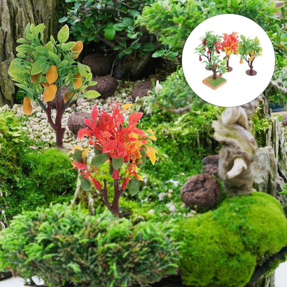 Homoyoyo ABS Fruit Tree Model Set, 4 Pieces, Realistic Miniature Trees for Train Scenery, Diorama, and Model Displays