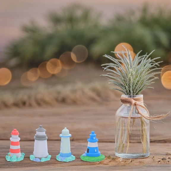 Homoyoyo Tabletop Nautical Decor Lighthouse Sculpture 4Pcs Multi Color Accessories