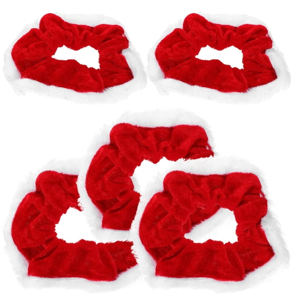 Homoyoyo 5-Pack Red Velour Ponytail Holders Hair Bands for Women and Girls