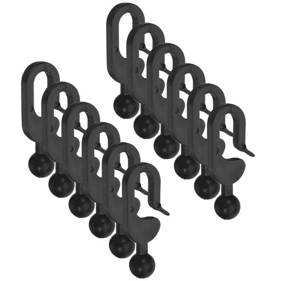 Homoyoyo 50 Pcs Black Plastic Gazebo Curtain Hooks Weatherproof for Outdoor Tent Shade Curtains Accessories