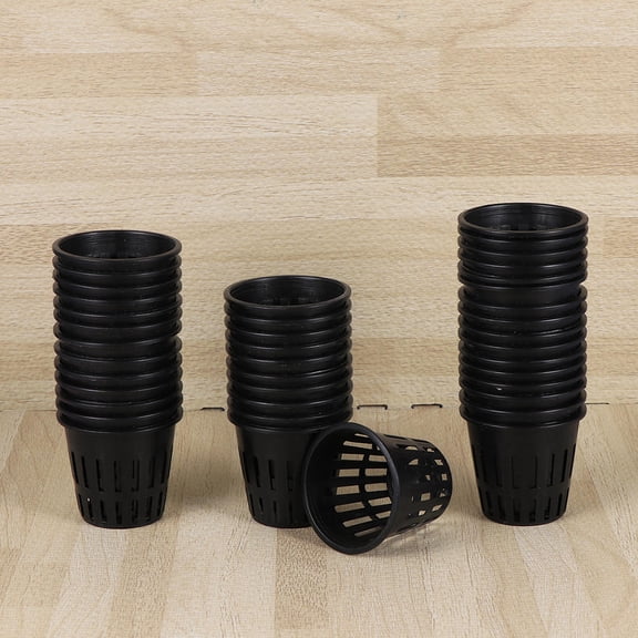 Homoyoyo Durable Black Plastic Planting Net Cups for Hydroponic Use 50Pcs