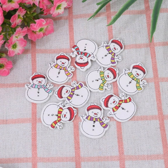 Homoyoyo 50Pcs Snowman Button Craft Wooden Multi for Christmas Festival