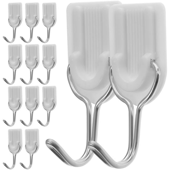 Homoyoyo 50pcs Plastic U Shaped Adhesive Hooks White for Home Use No Punching Required