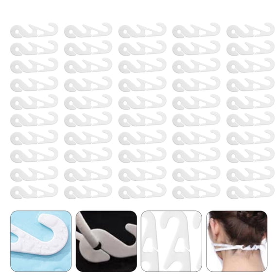 Homoyoyo 50pcs Mask Strap Extender White Plastic Hook for Ear Pressure Relief