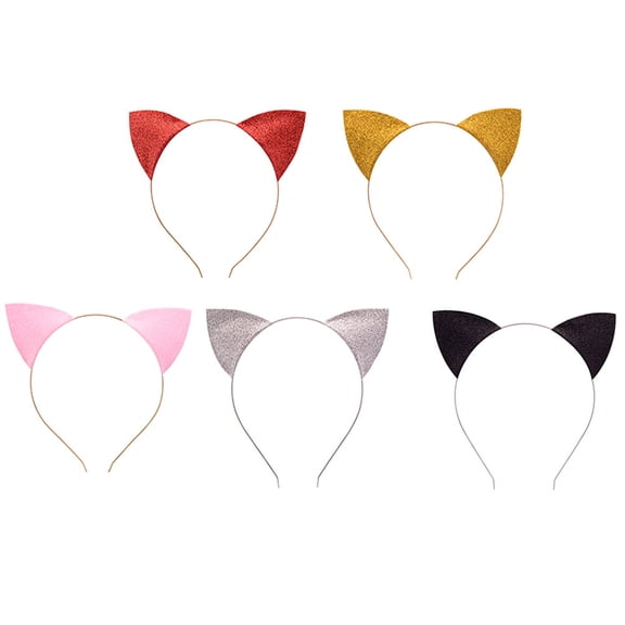 Homoyoyo 5Pcs Fashion Cat Ear Glitter Hair Band Headdress Comfortable Lightweight