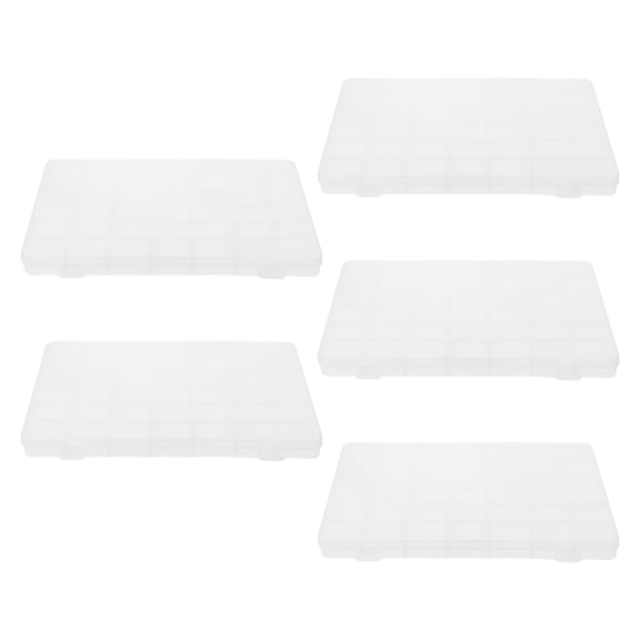 Homoyoyo 5Pcs Transparent Plastic Jewelry Organizer Box with Grid Dividers for Beads Storage