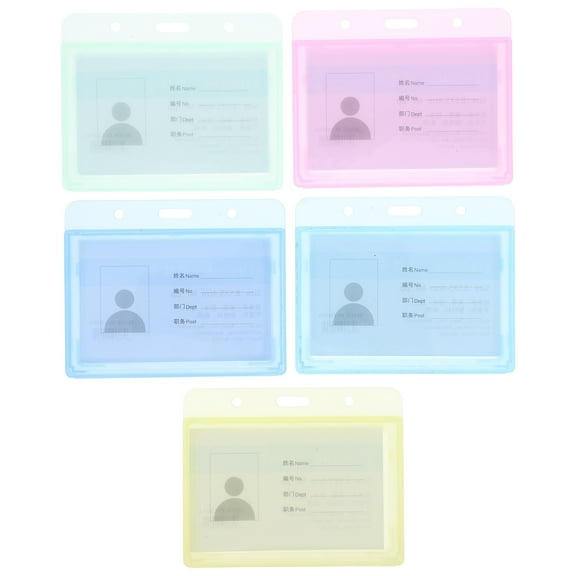 Homoyoyo Hard Plastic Name Tag Holder, Frosted, Assorted Colors, Single Hanging Slot, 5Pcs
