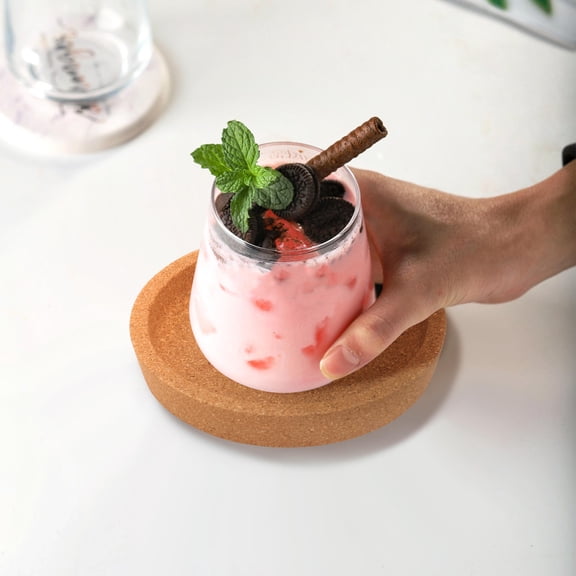 Homoyoyo 5pcs Coasters for Drinks Light Brown Beverage Coasters Protect Surfaces from Water Damage for Homeowners