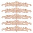 Rose Solid Homoyoyo 5Pcs Solid Wood Carved Rose Applique Unpainted for Home ...