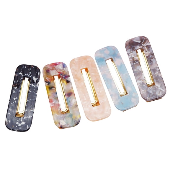 Homoyoyo 5-Pack Flat Hair Barrettes for Women, Colorful Acetate Hair Clips with Elegant Design