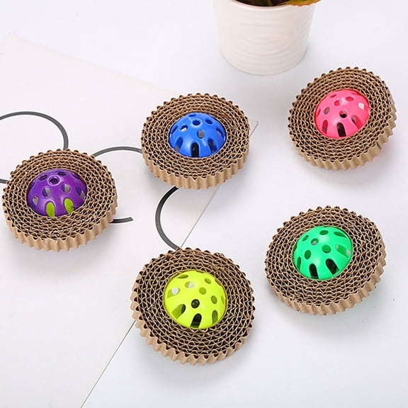 Homoyoyo 5Pcs Indoor Cat Plaything Bell Scratching Board for Stress Relief