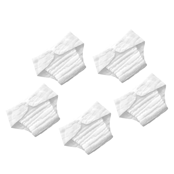 Homoyoyo 5-Pack Baby Cotton Nappies Reusable Soft Breathable Diapers Prevent Irritation for Sleep Use White