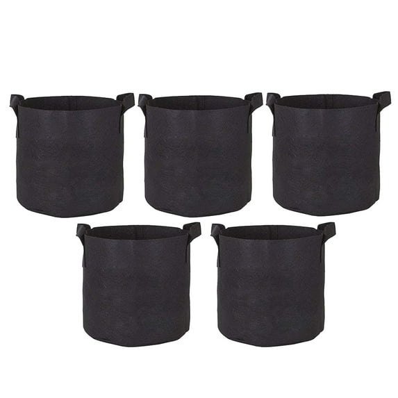 Homoyoyo 5-Pack Round Garden Pots, Black Felt Material, Easy Transplanting, Ideal for Plant Cultivation and Gardening