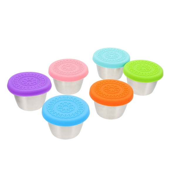 Homoyoyo Stainless Steel Condiment Cups Set of 6 Kitchen Sauce Cups Reusable Small Bowls for Dips and Spices