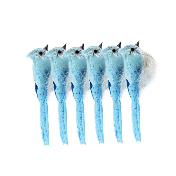 Homoyoyo Creative Bird Figurines Blue Plastic Unique Garden Ornaments 6Pcs