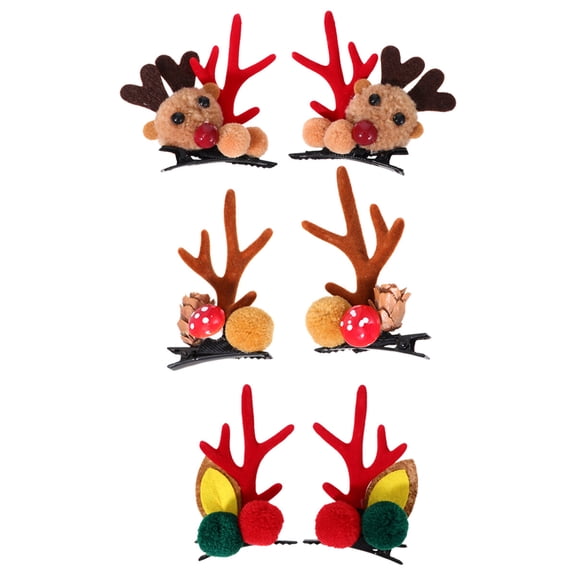 Homoyoyo 6 Pieces Assorted Color Christmas Hair Pins with Antler Design Party Headdress Barrettes