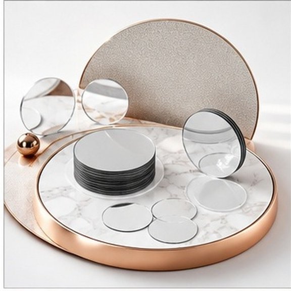 Homoyoyo 60pcs Tiny round Mirror Tiles Self Adhesive Acrylic Craft Pieces