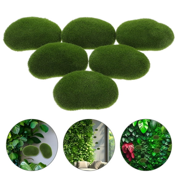 Homoyoyo 6 Pieces Artificial Moss Rocks for Terrarium, Garden Decor, Accessories, Miniature Landscape Props