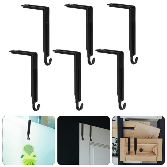Homoyoyo 6-Pack Black Metal Hooks for Hanging Hats, Bags, Clothes on Cabinet Doors, Wall, and Closet Organizer