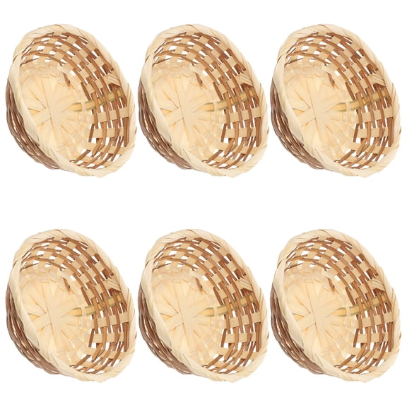 Homoyoyo 6-Piece Woven Bread Baskets Beige for Kitchen Storage and Serving Elegant Design
