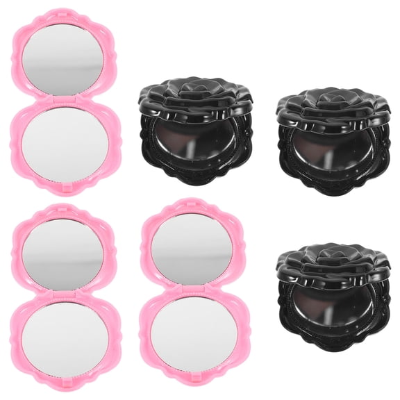 Homoyoyo 6Pcs Compact Rose Shape Portable Mirrors with Double Sided Foldable Design for Makeup Use