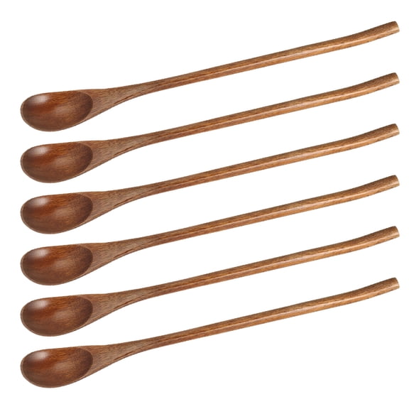 Homoyoyo Brown Nanmu Wooden Spoons Set of 6 Handle for Hot Soups, Cereals, and Cooking
