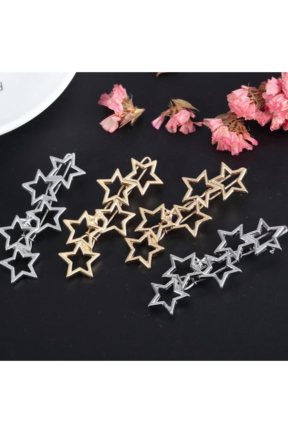 Star Shaped Hair Clips Alloy Assorted Color Styling Assistant for Women 6pcs