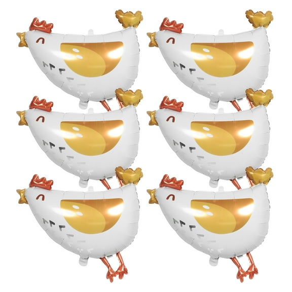 Homoyoyo 6-Pack Yellow Aluminum Chicken Balloons for Indoor and Outdoor Farm Theme Party Decorations