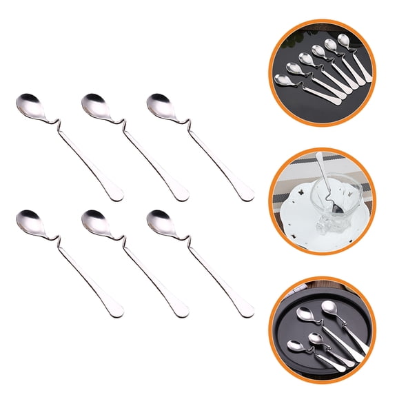 Homoyoyo Bent Handle Coffee Spoons Silver for Home and Restaurant 6Pcs
