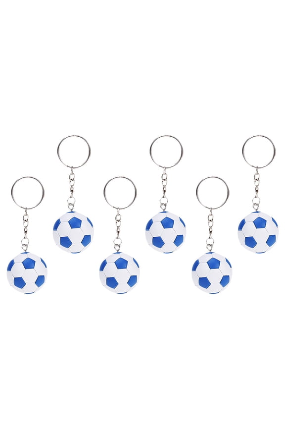 6-Pack Compact Soccer Keychain Set with PVC Texture, Sports Fan Accessories and Decorative Charms
