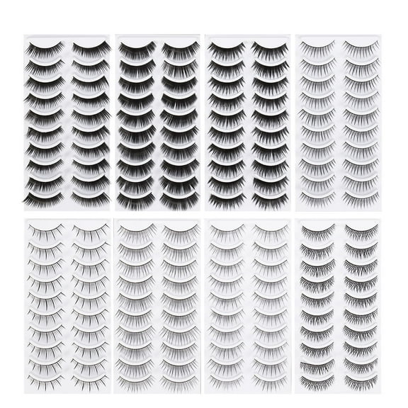 Homoyoyo 80Pairs Makeup Eyelash Extension Strips Black Natural Long Thick Comfortable Wear