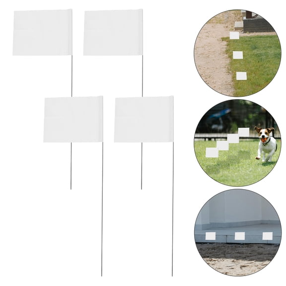 Homoyoyo 80pcs White Ground Marker Flags with Stakes, Pvc Stainless Steel